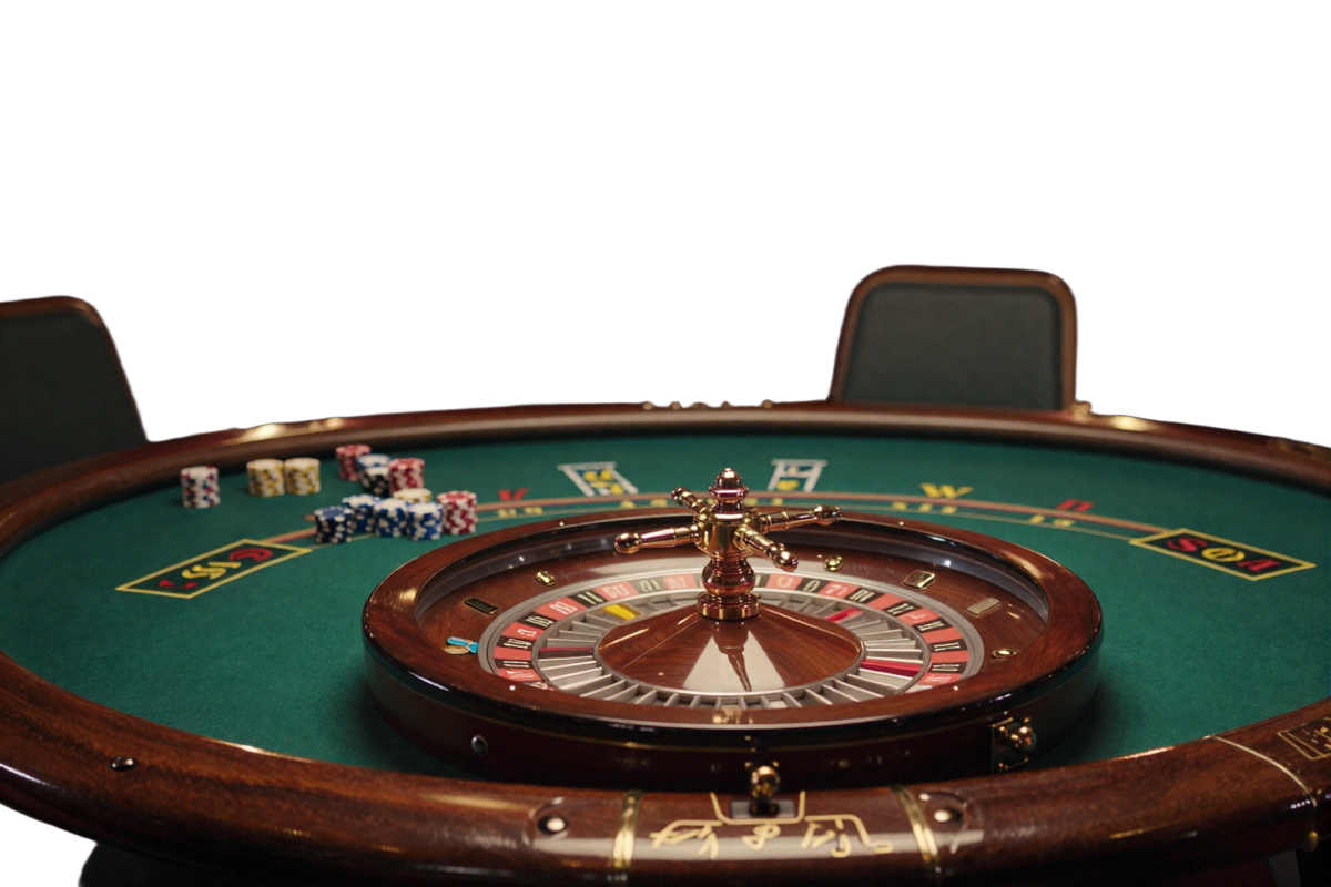 Profesjonalny stół do ruletki w The Iron Lantern House z eleganckimi detalami